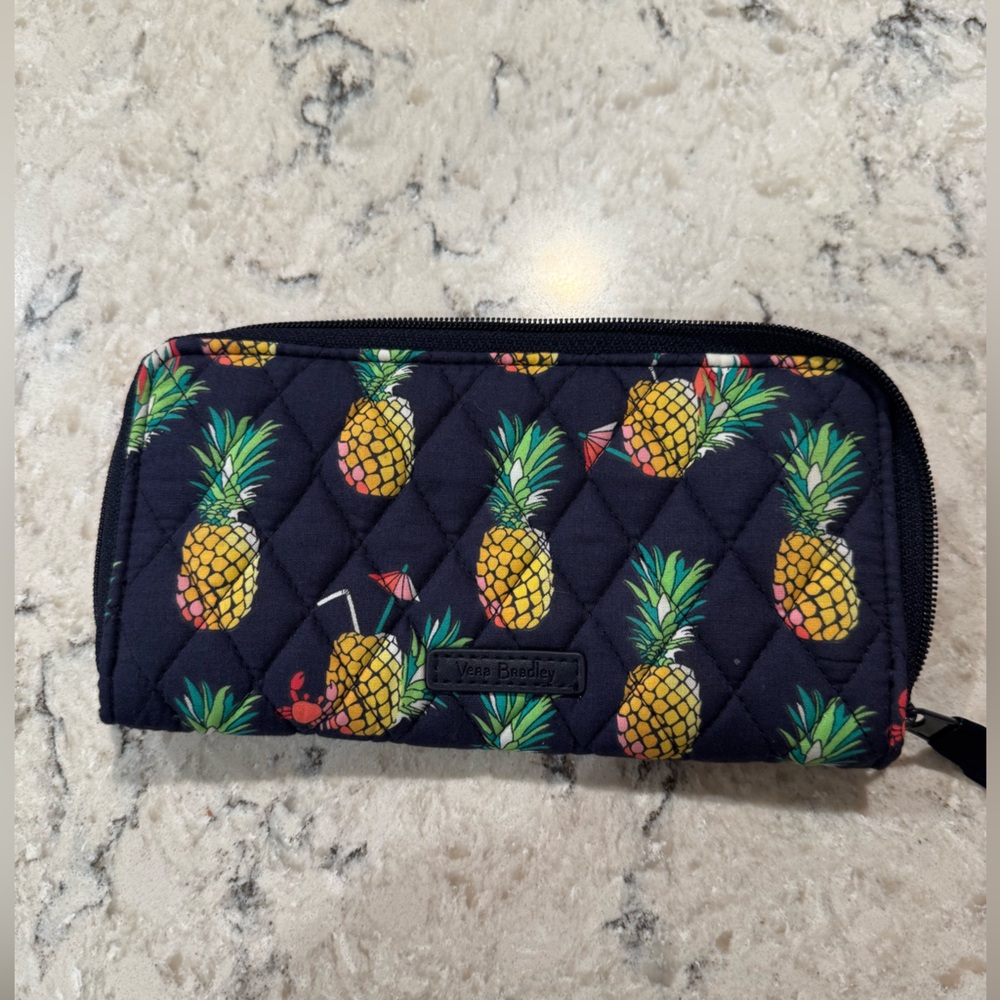 Vera Bradley Navy Pineapple Quilted Wallet